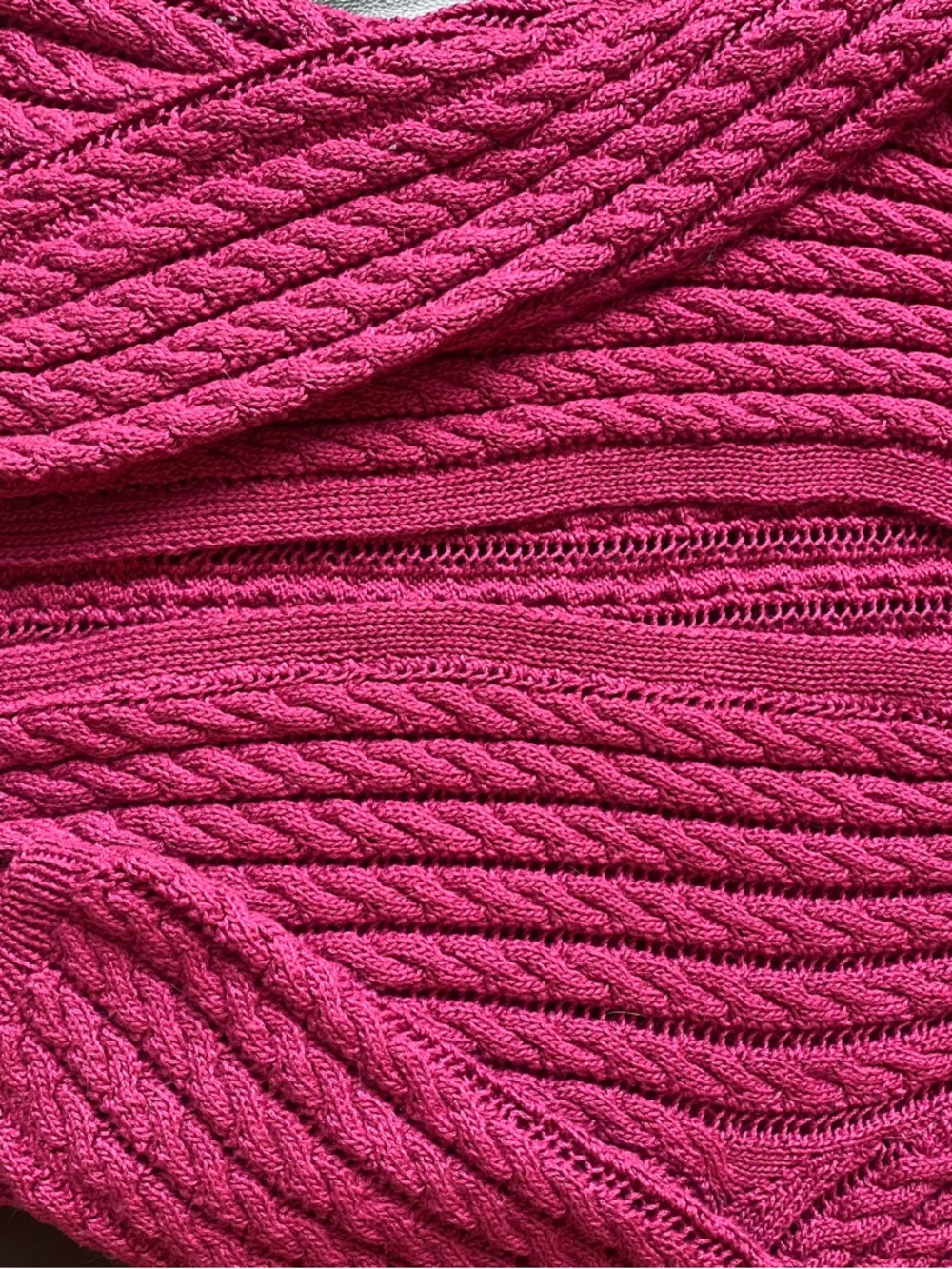 Women’s Fuchsia Cable Knit Sweater Cardigan